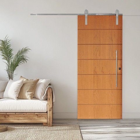 Porta Correr 2 Trilhos Soft Aparente Puxador Tubo 60cm 82x210cm Belíssima Rodam Abertura Esquerda Branco