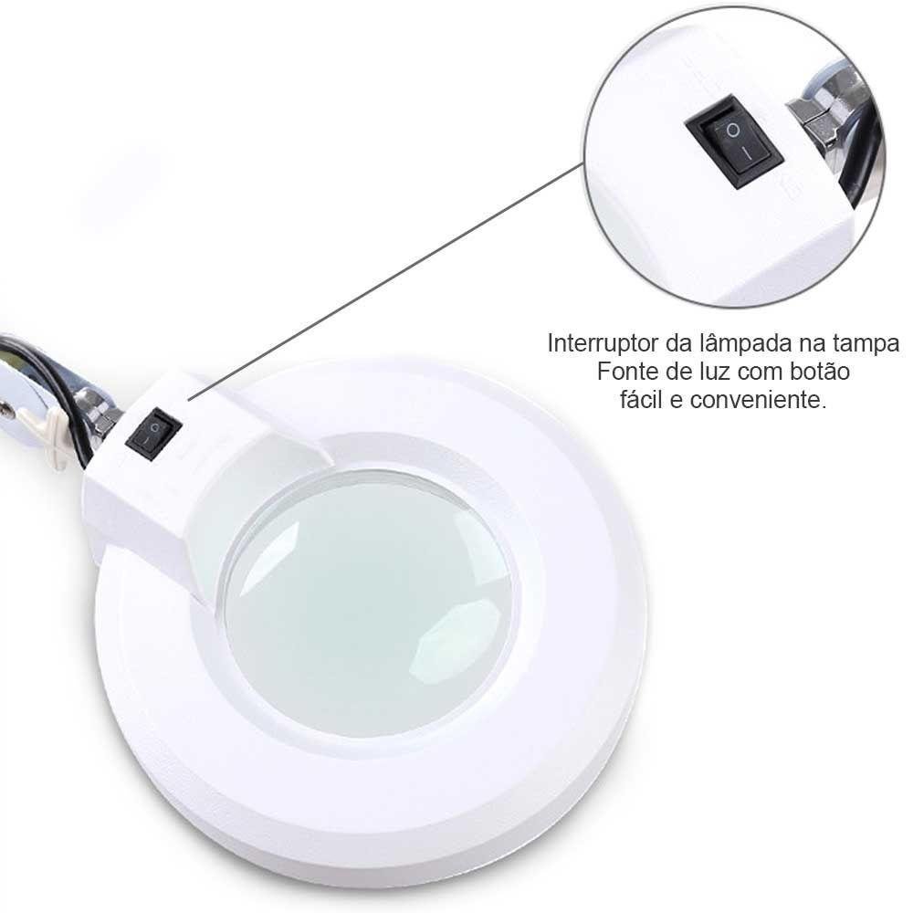 Lupa Luminária Led Estetica Articulável Vidro Óptico Giratório 220v (bsl-lupa-2) - 3