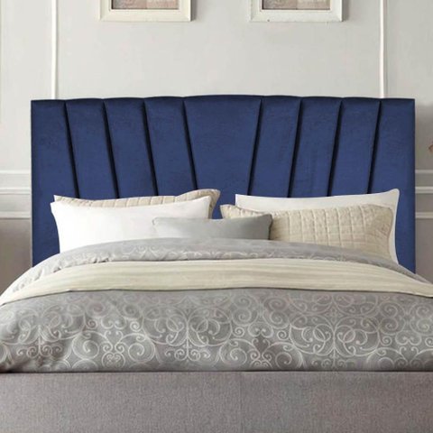 Cabeceira Estofada Bélgica 140cm Casal para Cama Colchão Box Quarto Suede Azul Marinho - Aurora