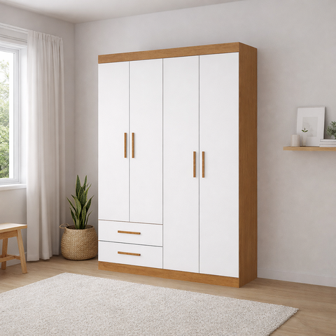Guarda Roupa 4 Portas 2 Gavetas Allure -grand Line