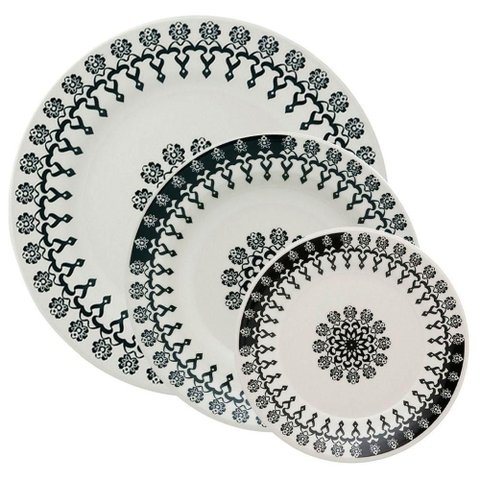Jogo 2 Pratos Rasos 2 Pratos Fundos 2 Pratos Lanche Donna Folk Oxford® Cerâmica