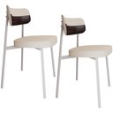 Ver imagem 1 de Kit 02 Cadeiras Estofada para Sala de Jantar Astrid Branco C01 Linho Palha Courino Café - Lyam Decor