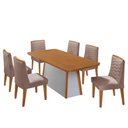 Ver imagem 2 de Mesa de Jantar Diane 180cm Tampo MDF Lam 6 Cadeiras Eloise Moderna Linho Capuccino Naturale Off