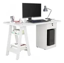 Ver imagem 2 de Mesa Cavalete Escrivaninha Bali com 2 Prateleira 1 Gaveta Branca cm2 Carmolar