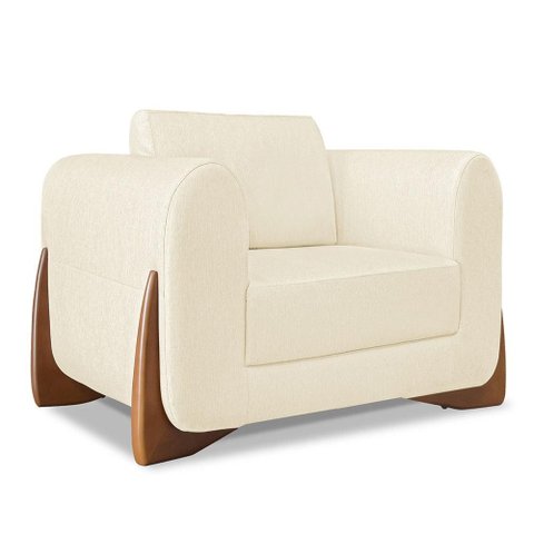 Poltrona para Sala de Estar Lottus Linho Pés Castanho - Pallazio Cor:Dourado