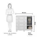 Ver imagem 3 de Cômoda Infantil Uli Peroba 100% MDF Branco 1 Porta 4 Gavetas