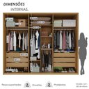 Ver imagem 6 de Conjunto Guarda-Roupa Casal 6 Portas 6 Gavetas Cômoda 8 Gavetas Tampo MDF Lizz Bege/Fendi/Hanover