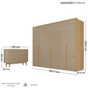 Ver imagem 3 de Conjunto Guarda-Roupa Casal 6 Portas 6 Gavetas Cômoda 8 Gavetas com Tampo MDF Lizz Bege/Fendi/Hanover