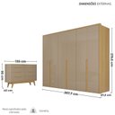 Ver imagem 4 de Conjunto Guarda-Roupa Casal 6 Portas 6 Gavetas Cômoda 8 Gavetas Tampo MDF Lizz Bege/Fendi/Hanover