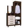 Guarda Roupa com Cômoda Lion 2 Portas e 3 Gavetas Cacau/Off White - Móveis Leão - 3