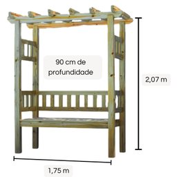 Pergolado de Madeira 1,75x0,90 Metros - Modelo Chardonnay - Pensemadeiras - Única Único - 4