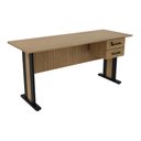 Ver imagem 6 de Escrivaninha Mesa Escritório 160cm com Chave e 2 Gavetas Flex Multimóveis Cr25340 Amêndoa