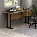 Ver imagem 1 de Escrivaninha Mesa Escritório 160cm com Chave e 2 Gavetas Flex Multimóveis Cr25340 Amêndoa