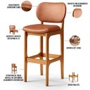 Ver mais imagens de Kit 06 Banquetas Alta para Cozinha Madeira Fixa Betta L02 Imbuia Couríssimo Camel - Lyam Decor