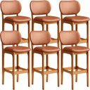 Ver imagem 1 de Kit 06 Banquetas Alta para Cozinha Madeira Fixa Betta L02 Imbuia Couríssimo Camel - Lyam Decor