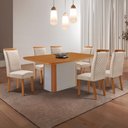Ver imagem 1 de Mesa de Jantar Isadora 180cm Tampo MDF Canto Copo Laminado e 6 Cadeiras Lorena