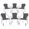 6 Cadeira Maresia Aluminio Polido Fibra Sintetica Tr. Simples - Preta - 1