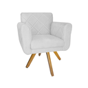 Ver imagem 2 de Poltrona Decorativa Com Base Giratória De Madeira Quarto Isabella Corano Branco - LM DECOR