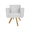 Ver imagem 1 de Poltrona Decorativa Com Base Giratória De Madeira Quarto Isabella Corano Branco - LM DECOR