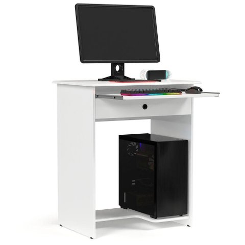 Mesa de Computador Pratica com Gaveta Branco