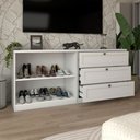 Ver imagem 2 de Cômoda Americana 2 Portas 3 Gavetas 100% Mdf Branco Fosco - Panorama Móveis