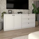 Ver imagem 1 de Cômoda Americana 2 Portas 3 Gavetas 100% Mdf Branco Fosco - Panorama Móveis