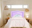Ver imagem 2 de Cabeceira de Cama Box Solteiro Línea Corino Lilás com Tachas