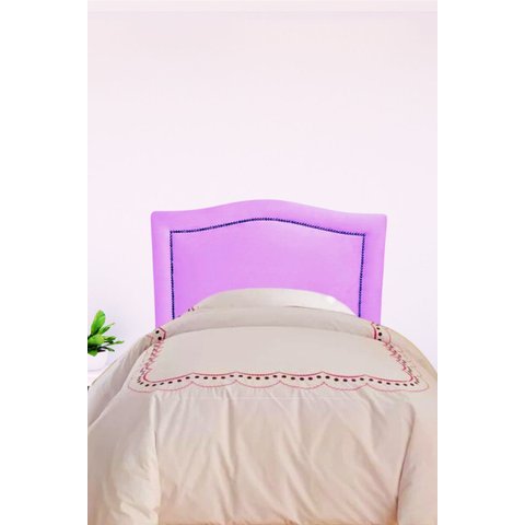 Cabeceira de Cama Box Solteiro Línea Corino Lilás com Tachas