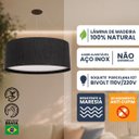 Ver imagem 3 de Lustre Pendente Madeira Redondo Preto 40cm - Preto