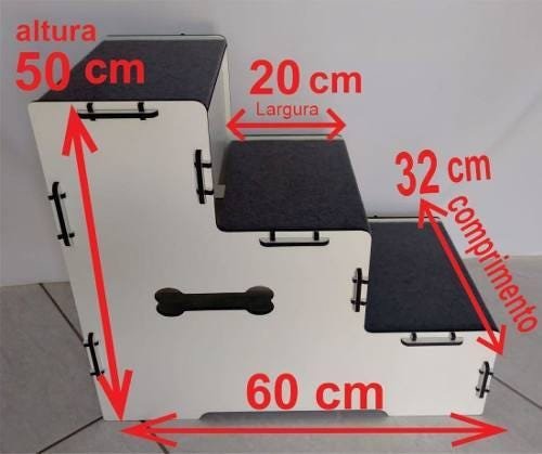 Escada Pet MDF com Tapete Antiderrapante. 50cm Altura - 5