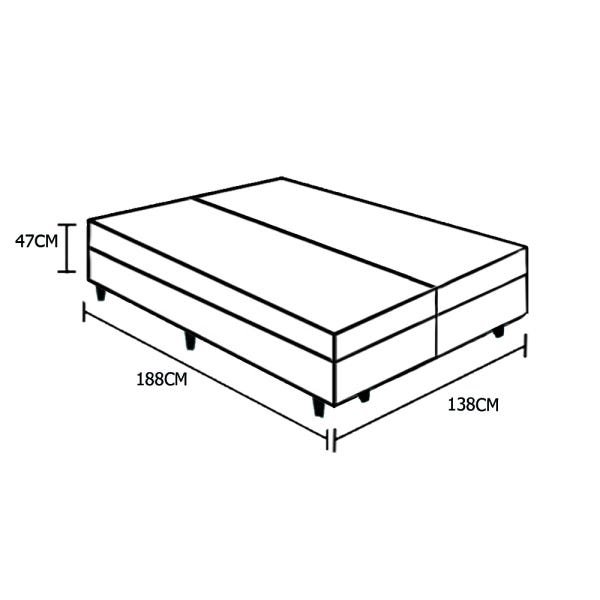 Base Box Baú Casal Bipartido Santo Box Suede Bege 47x138x188 - 4