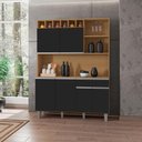 Ver imagem 3 de Kit Cozinha Compacta 6 Portas 130 Cm Alice Amendoa Preto Reajl Moveis
