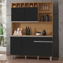 Ver imagem 2 de Kit Cozinha Compacta 6 Portas 130 Cm Alice Amendoa Preto Reajl Moveis