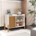 Ver imagem 3 de Aparador Cartago Compacto 1 Porta Mdp 80cm Off White e Cedro Luxor