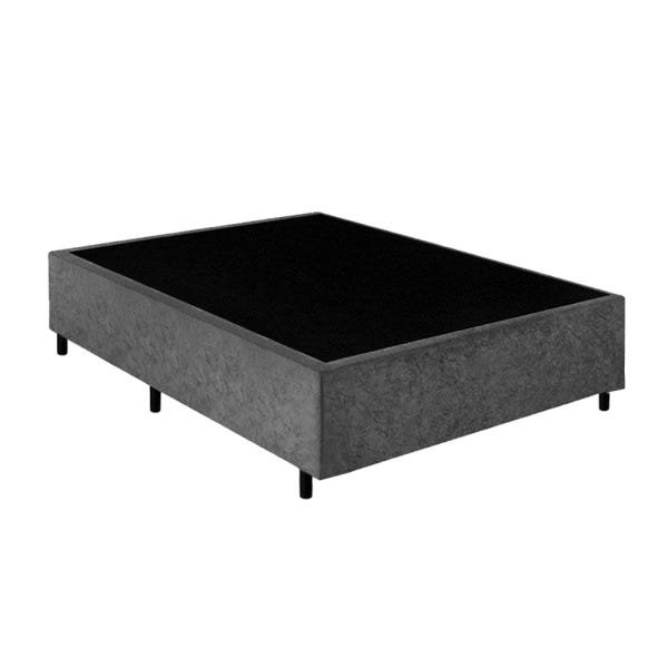 Base Box Casal Santo Box Suede Cinza 40x138x188