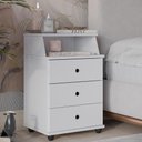 Ver imagem 4 de Mesa de Cabeceira Quarto Luxo New com 3 Gavetas Branco Branco