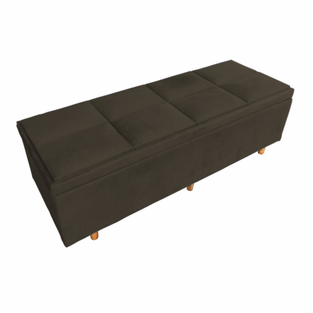 Calçadeira Baú Milão Solteiro 90cm Suede Marrom