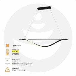 Luminária Pendente Led Luxo 28w Branco Quente 3000k Bivolts 110/220v - 7