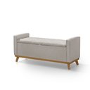 Ver imagem 4 de Banco Recamier Baú para Quarto Casal 130cm Linho com Base de Madeira Sofatec