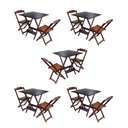 Ver imagem 1 de Kit 5 Jogos de Mesa Dobravel com 2 Cadeiras de Madeira 70x70 para Restaurante e Bar - Imbuia