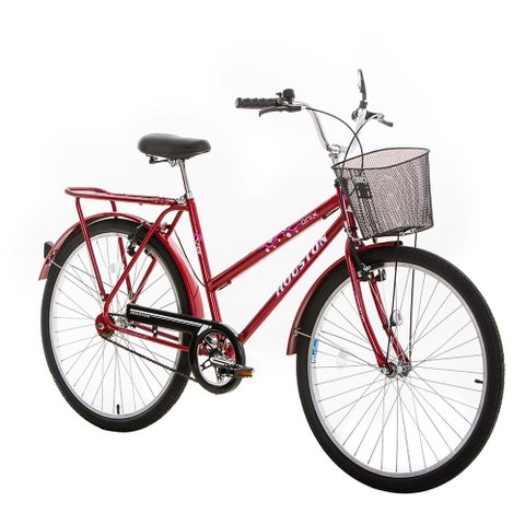 Bicicleta Houston Onix VB Freio V-Brake com Cesta Aro 26 Vermelha ON26V1M
