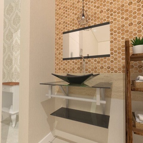 COMBO 2 EM 1 GABINETE DE VIDRO SAN MARINO 60CM AC + TORNEIRA ALGARVE - PRETA EK