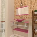 Ver imagem 1 de COMBO 2 EM 1 GABINETE DE VIDRO SAN MARINO 60CM AC + TORNEIRA ALGARVE - ROSA EK