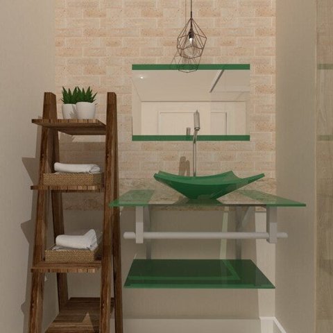COMBO 2 EM 1 GABINETE DE VIDRO UCRÂNIA 60CM AC + TORNEIRA ALGARVE - VERDE EK