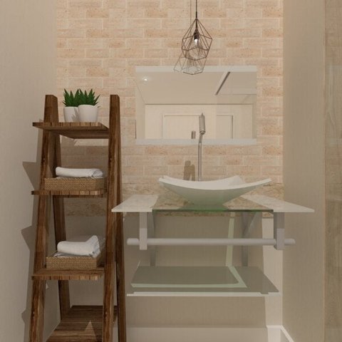 COMBO 2 EM 1 GABINETE DE VIDRO UCRÂNIA 60CM AC + TORNEIRA ALGARVE - BRANCO EK
