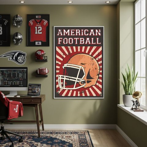 Quadro Futebol Americano 70x50cm Mold Branca