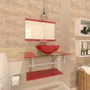 Ver imagem 1 de COMBO 2 EM 1 GABINETE DE VIDRO ESTÔNIA 60CM AC + TORNEIRA IBIZA - VERMELHO FERRARI EK