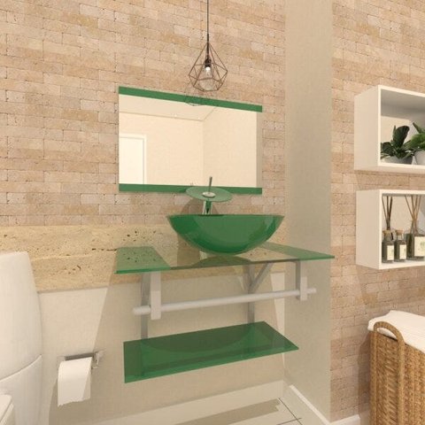 COMBO 2 EM 1 GABINETE DE VIDRO ESTÔNIA 60CM AC + TORNEIRA IBIZA - VERDE EK