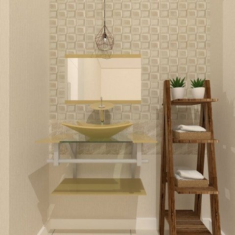 COMBO 2 EM 1 GABINETE DE VIDRO SAN MARINO 60CM AC + TORNEIRA IBIZA - CHAMPANHE EK