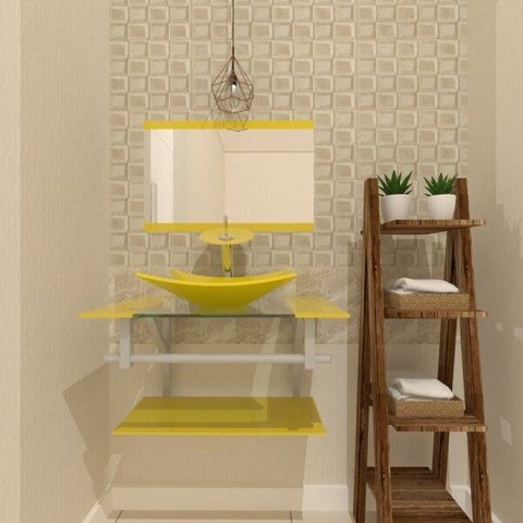 COMBO 2 EM 1 GABINETE DE VIDRO SAN MARINO 60CM AC + TORNEIRA IBIZA - AMARELO EK